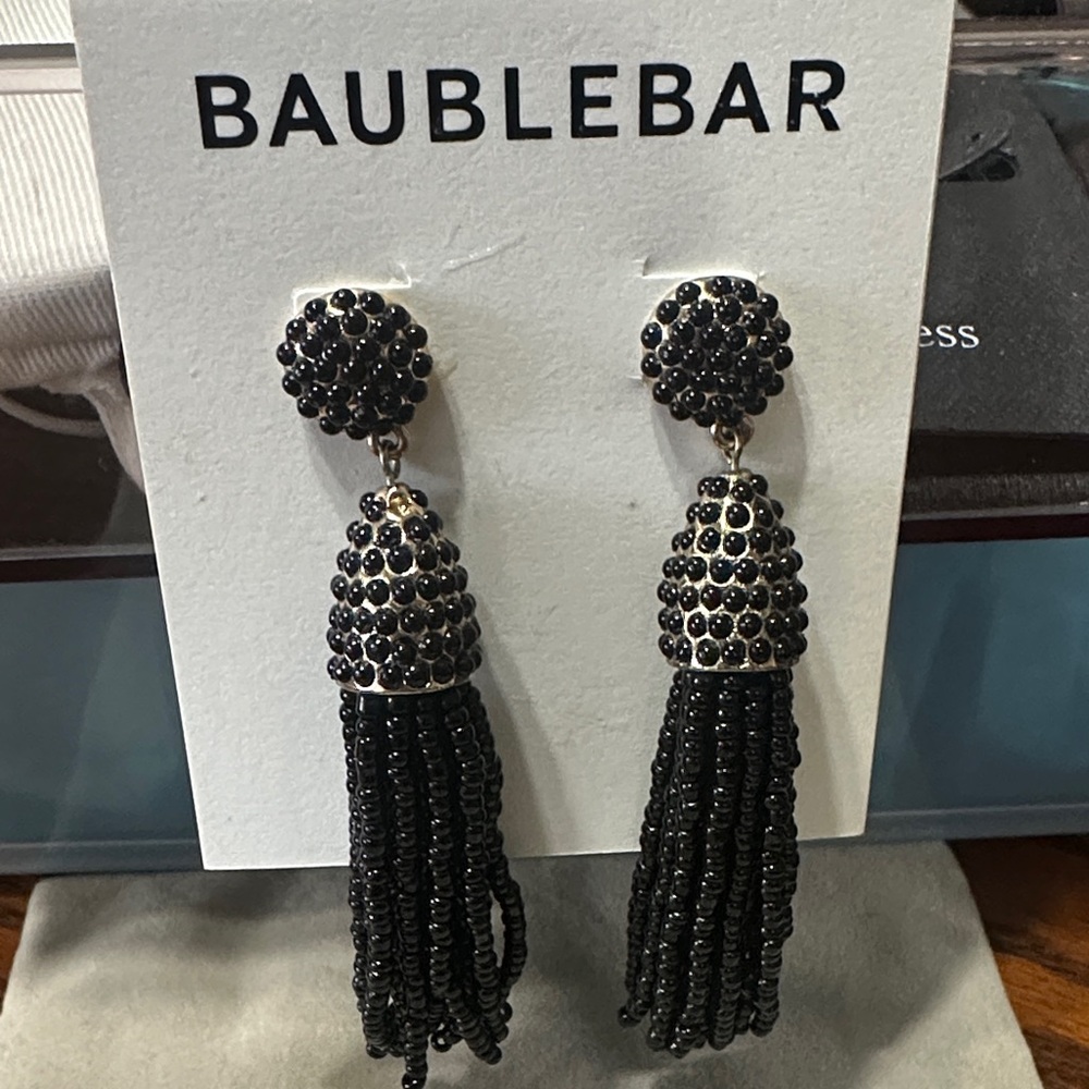 BaubleBar Midnight Black Tassel Earrings